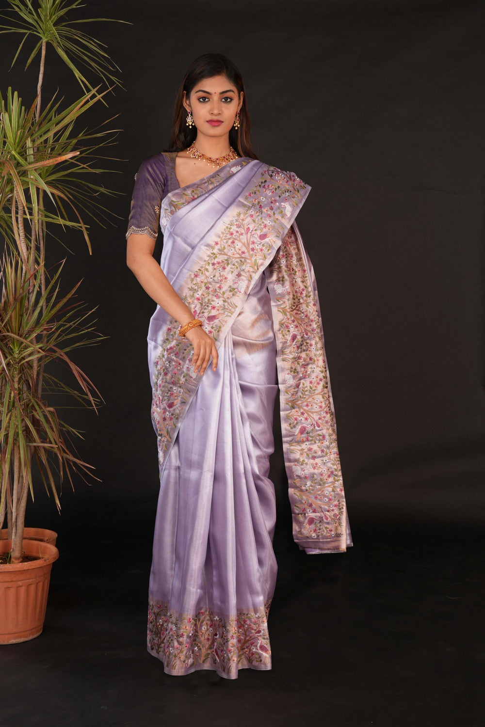 Image of A Beautiful Self Brocade Embroidery Saree
